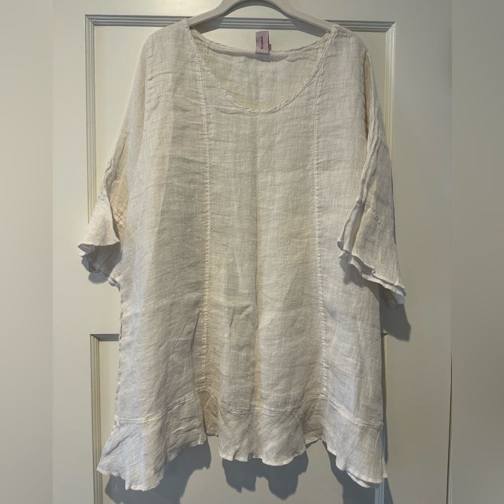 Blue Fish Bias Flounce Top in Jasmine